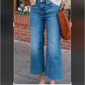 BANANA REPUBLIC HIGH WAISTED WIDE LEG CROPPED JEANS